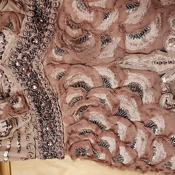 Sue Wong Sunning Sequin Beaded Mini Cocktail Dress size 2 sandalwood color - Picture 10 of 17